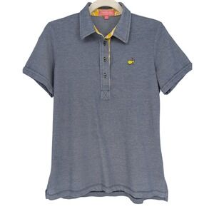 Magnolia Lane Masters Golf Polo Shirt Womens MD Blue Pima Cotton Logo Preppy